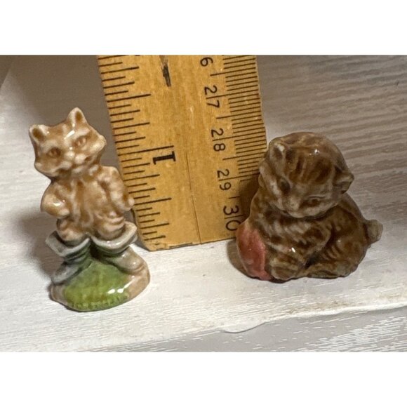 Wade Whimsies Cat Figurines Puss & Boots & Kitten With Yarn England Red Rose Tea - Picture 5 of 8